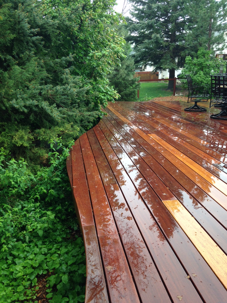 Big Exotic Wood Deck with Curves